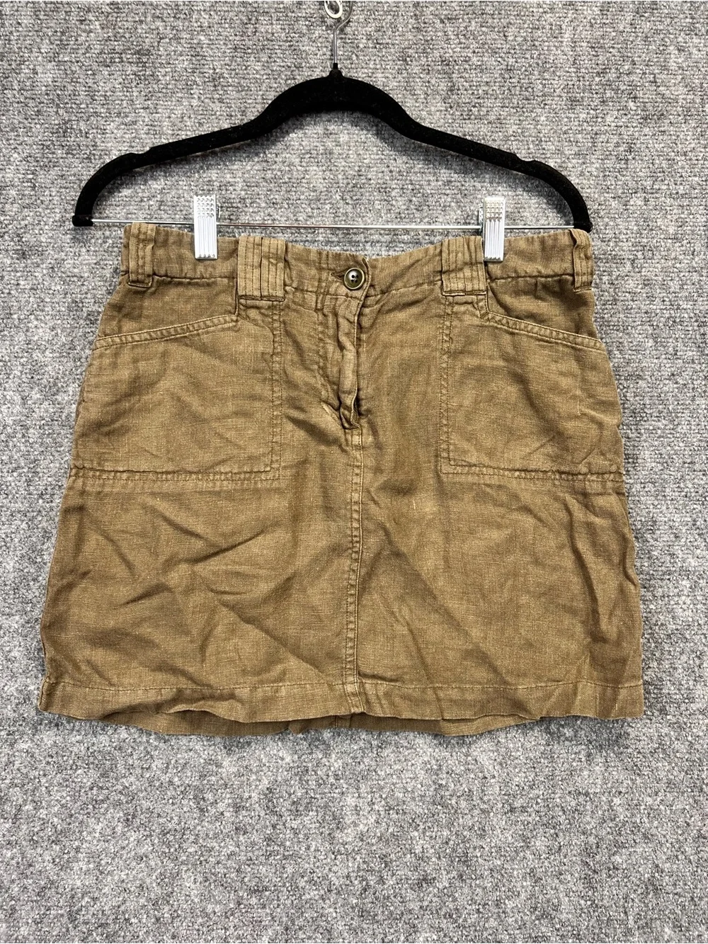 Casual Brown Linen Mini Skirt